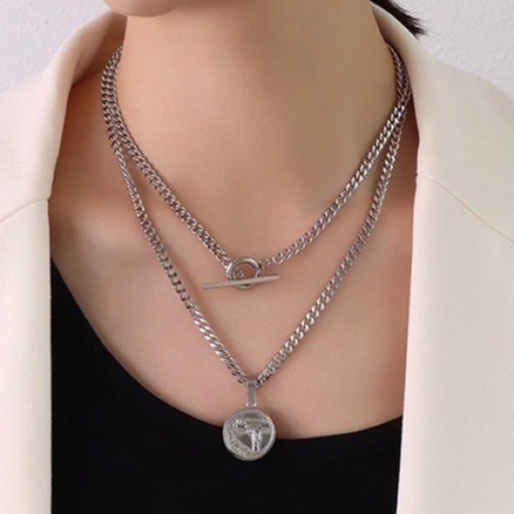¥ NEW COIN STERLING SILVER CHUNKY CHAIN NECKLACE